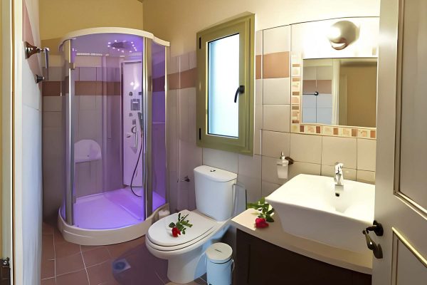 Bathroom with shower in the villa in Leivathos - property id 2050