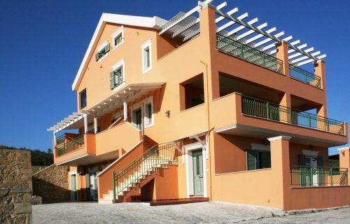 View of the entrance of the apartment complex in Kompothekrata - property id 2156