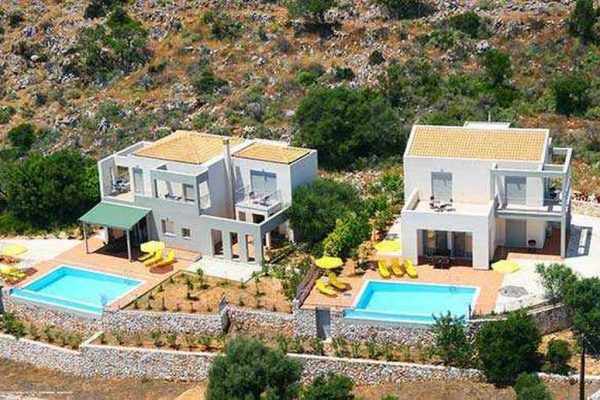 two pool villas with magnificent sea views, in Skala